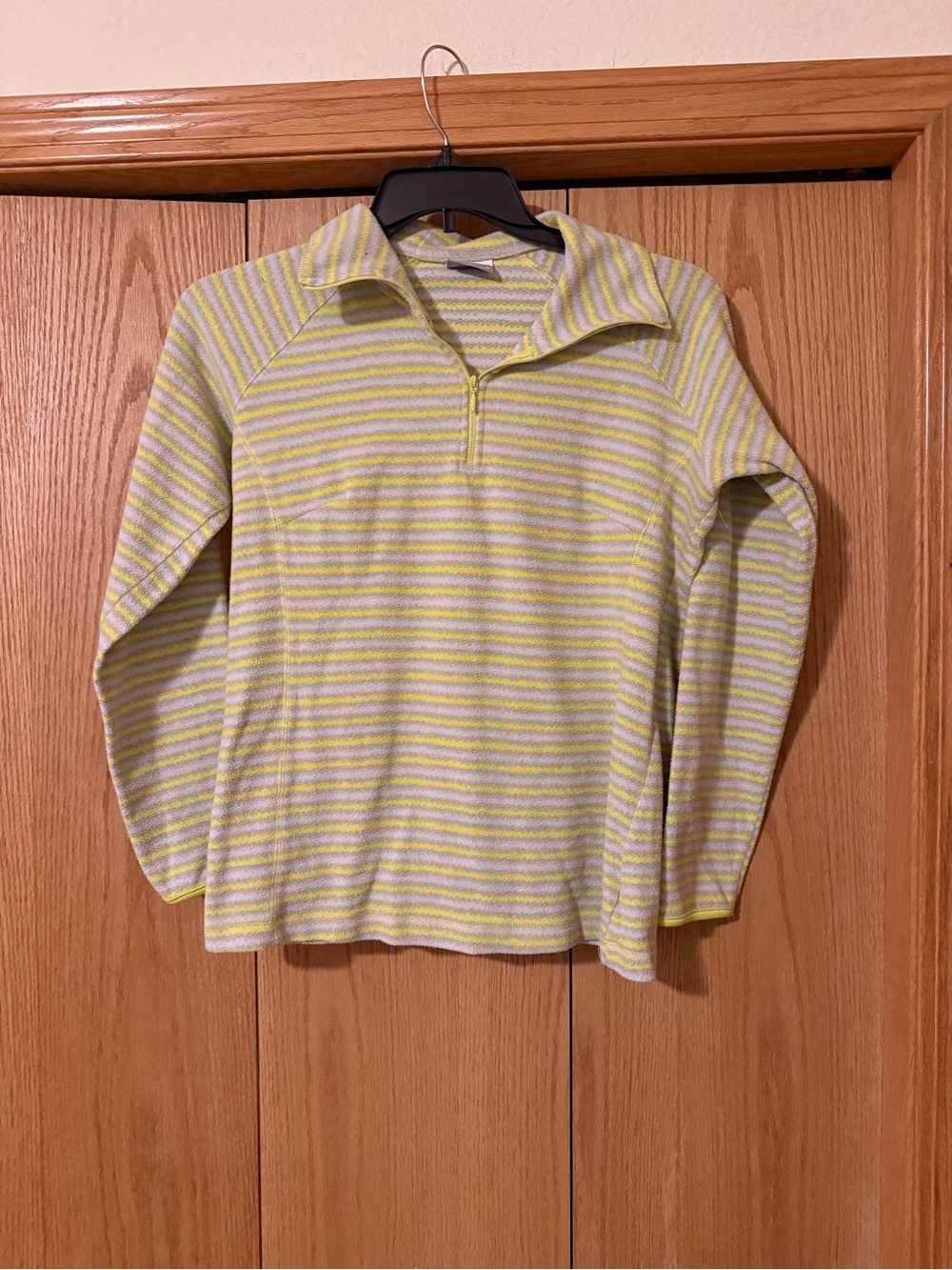 Columbia Yellow and White‎ Striped Half-Zip Sweatshirt